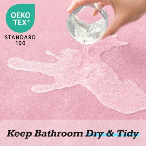 HUXMEYSON Bathroom Rugs Sets 3 Piece, Non-Slip & Quick Dry Bath Mat Set, Ultra Soft Velvet Bath Rugs for Bathroom, Toilet and Shower Floor, Rose Pink - Image 5