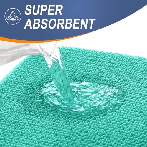 OLANLY Thick Memory Foam Bathroom Rugs 36x24, Soft Absorbent Bath Mat, Teal - Image 3