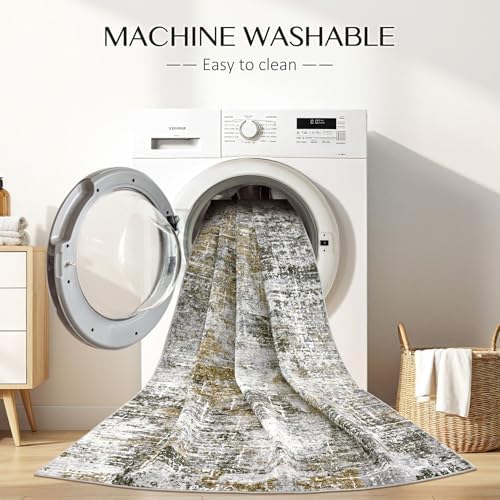 kakania Abstract 3x5 Area Rugs for Living Room: Washable Rugs Black Gold - Image 4