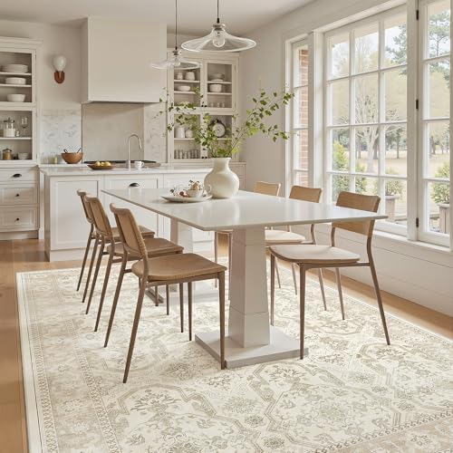Soalmost 7x9 Area Rug for Living Room Washable Rugs Non-Slip Beige/Brown - Image 4