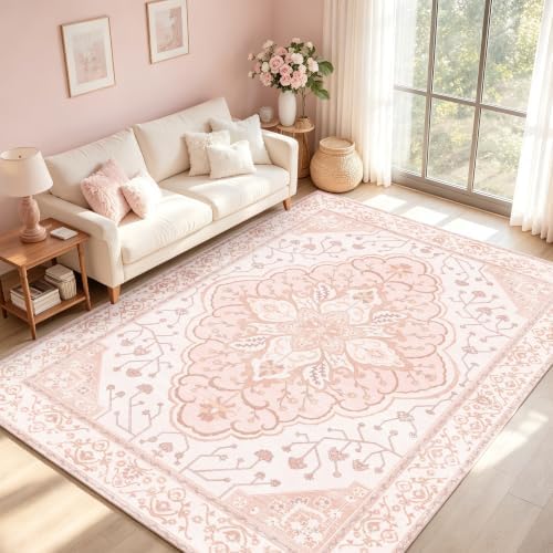 YARNSCAPE 6' x 9' Machine Washable Area Rug, Non-Slip Low-Pile Carpet by YARNSCAPE