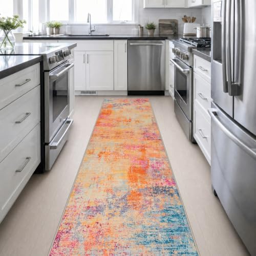 2.6x14 Washable Runner Rug:Modern Abstract Soft Carpet Galaxy Haze - Image 5