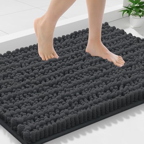 Smiry Bathroom Rugs 30X18, Extra Soft Rubber Backing Chenille Bath Mats by Smiry