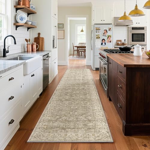 Washable Kitchen Rug Runners for Hallways: 2'x10' Bedroom Runner Rug Non Slip Low-Pile Stain Resistant Soft Indoor Floor Carpet Runner for Indoor Entryway Hallways Kitchen Laundry Room Farmhouse by palohom