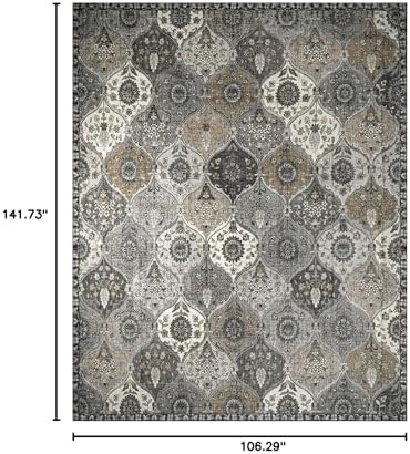 Lahome Moroccan 9x12 Rug for Living Room, Soft Washable Grey Bedroom Rug - Image 2
