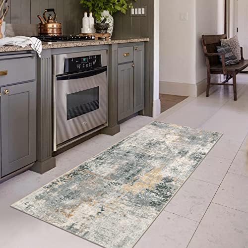 Lahome Modern Abstract Runner Rug - 2x6 Gray Washable Runners for Hallways Rugs for Living Room, Soft Non-Slip Contemporary Indoor Accent Laundry Room Carpet Runner for Gift Entryway Bedroom Door by Lahome