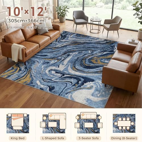 DMOYEST 10x12 Washable Area Rug Abstract Modern Non-Slip Indoor Carpet - Image 2