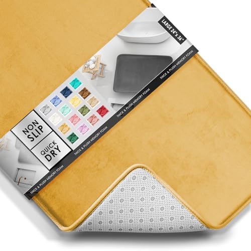 Clara Clark Bathroom Rugs, Velvet Memory Foam Bath Mat, Non-Slip Bath Rugs, Machine Wash, Dries Quickly, Ultra Soft Plush Bath Mats for Bathroom, 24 x 36, Camel Gold - Image 3