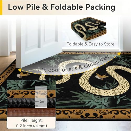 Bohemian Snake Area Rug 7x9 Dark Gothic Non Slip Carpet - Image 5