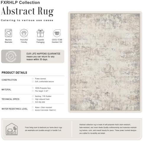 8x10 Area Rug Living Room: Modern Washable Soft Carpet Brown Beige - Image 2
