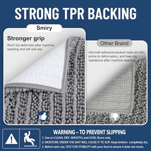 Smiry Bathroom Rugs 47X17, Extra Soft Rubber Backing Chenille Bath Mats - Image 3