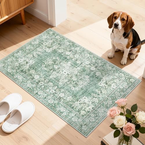 GarveeHome 2x3 Small Rug for Kitchen Machine Washable Floral Doormat - Image 2