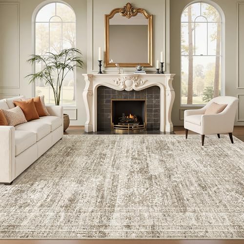 Soalmost 10x12 Area Rugs for Living Room Washable Rug Non-Slip Brown by Soalmost