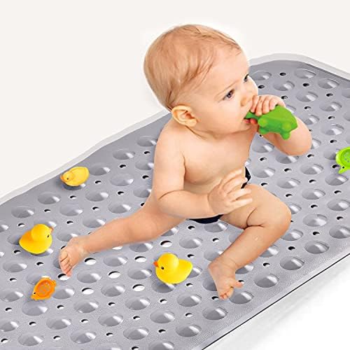 Sheepping Baby Bath Mat for Tub Non Slip Extra Long Cover Bathtub Mat with 200 Big Suction Cups for Toddler Infant Kids 40 X 16 Inch - Eco Friendly ,Machine Washable Shower Mat (Grey) by SHEEPPING