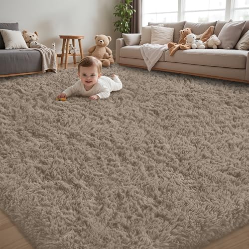 4x6 Area Rug for Living Room,Grey Camel Fluffy Shag Non-Slip Bedroom Rugs by Unknown