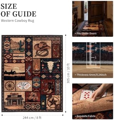 YIHOUSE 8x10 Western Cowboy Area Rugs for Living Room - Image 2