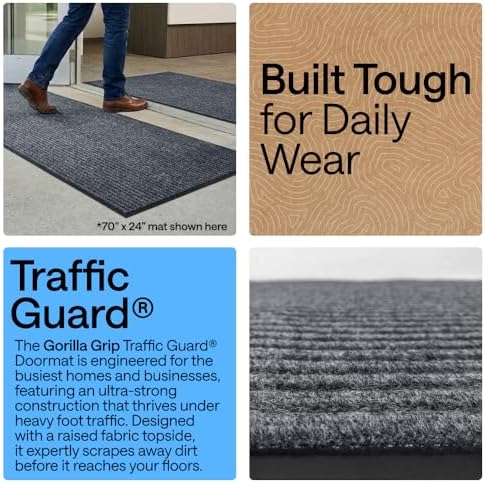 GORILLA GRIP Traffic Guard Indoor Outdoor Heavy Duty Door Mat 47x35 Lt Gray - Image 3