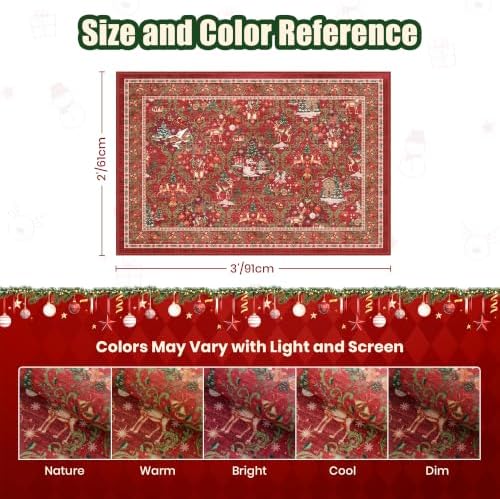 Christmas Area Rug 2x3, Washable Rugs for Entrance (2'x3', Red) - Image 2