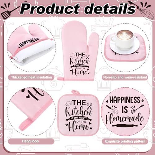 Fourluoo 10 Pcs Pink Kitchen Decor and Accessories Set - Image 5
