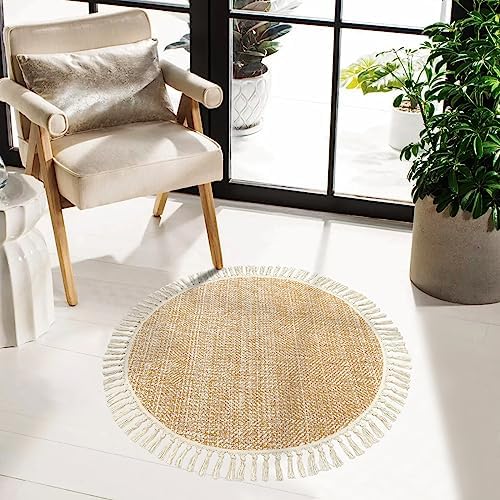 Collive Boho Round Area Rug, Soft Hand Woven Washable Bedroom Carpet 3ft by Collive