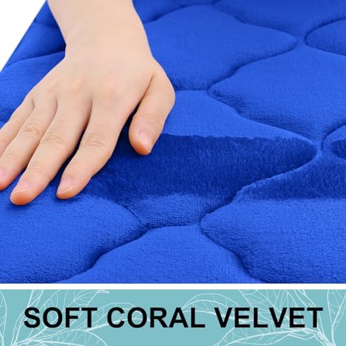 OLANLY Memory Foam Bath Mat Rug 47x24, Ultra Soft Bathroom Rugs, Royal Blue - Image 2