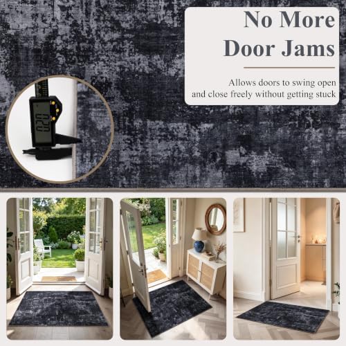 Sasttie 2x10 Runner Rug, Modern Abstract Hallway Carpet, Black & Grey - Image 4