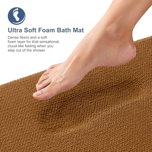 OLANLY Memory Foam Small Bathroom Rugs 24x16, Absorbent Bath Mat, Ochre - Image 2