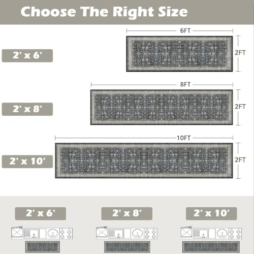 Hallway Runner Rug 2x6 for Bedroom Kitchen, Grey - Image 2