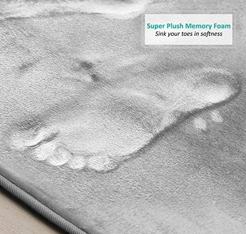 Clara Clark 2 Piece Bathroom Rugs, Velvet Memory Foam Bath Mat Set, Non-Slip Bath Rugs, Machine Wash, Dries Quickly, Ultra Soft Plush Bath Mats for Bathroom, 17 x 24 + Contour, Silver - Image 6