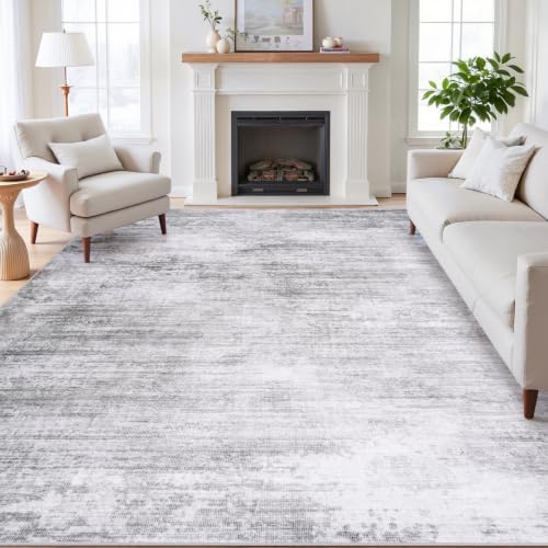 Tosuoka Washable Rug 8x10 Area Rugs for Living Room, Gray Abstract Soft by Tosuoka