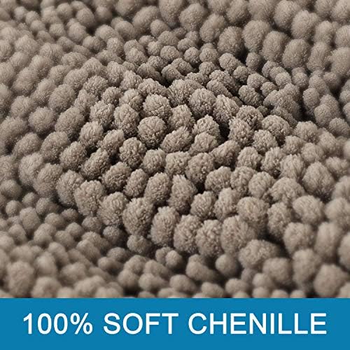 H.VERSAILTEX 2 Piece Bathroom Set - Super Absorbent Chenille Striped Bath Mats, Non Skid, Machine Washable (Taupe, 24 x 36 Plus 20 x 32 Inches) - Image 3