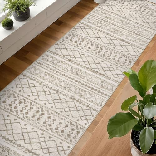 KUTA Extra Long Runners for Hallways 2.6x20ft Washable Beige Boho Runners - Image 3