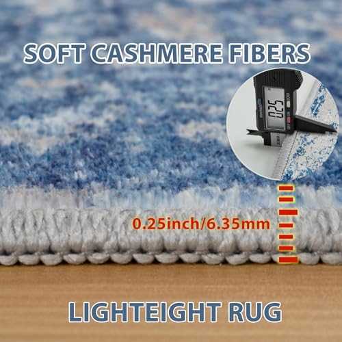 5x8 Area Rugs for Living Room Washable Bedroom Dining Room Blue Grey White - Image 6
