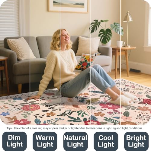 Washable 2' x 6' Runners for Hallways Soft Carpet (Beige Red) - Image 5
