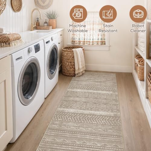 Nakagishi Boho 2x6 Runner Rug Machine Washable Rugs Non Slip Dark Brown - Image 5