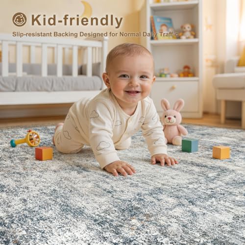 kakania Washable 7x9 Area Rug for Living Room: Abstract Modern Home Decor - Image 6