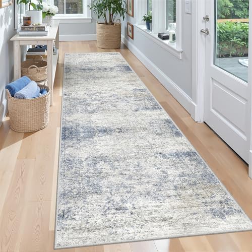 2x7 Runner Rug Non Slip,Washable Hallway Runner Rug,Blue - Image 3