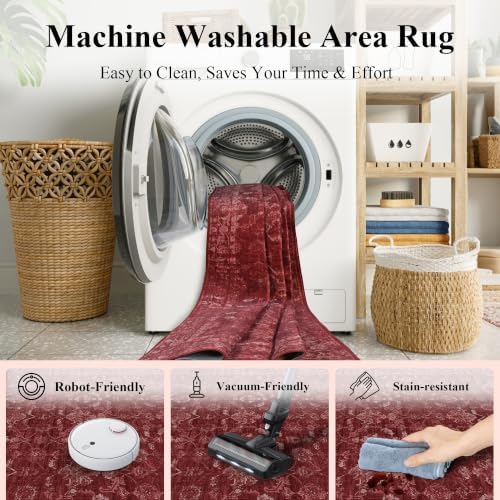 Washable 2x3 Christmas Office Area Rug Non-Slip Xmas Red Throw Carpet - Image 5