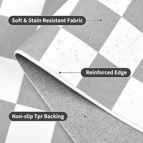 Terrug Grey and White Checkered Rug for Entryway, 2x3 Small Area Rugs - Image 5