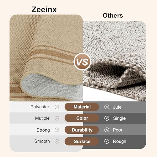 Zeeinx Easy Jute 3x5 Outdoor Scalloped Rug Washable Area Rug - Image 5