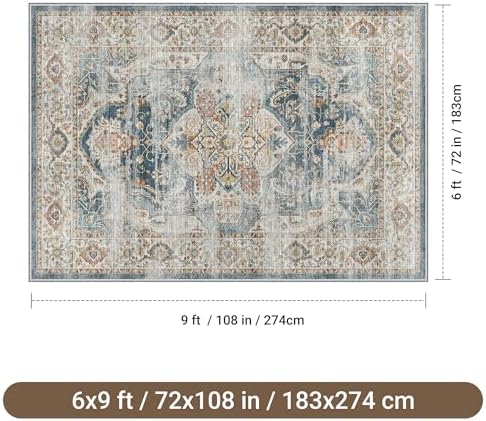 befbee 6x9 Washable Area Rug, Non Slip Rug for Living Room Navy - Image 2