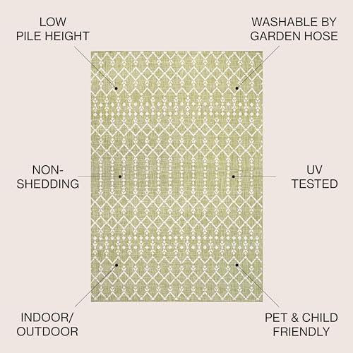 JONATHAN Y Moroccan Geometric Indoor Outdoor Area Rug 9X12 Light Green/Cream, Ourika Textured Weave for Backyard, Patio, Porch, Easy-Cleaning, High Traffic, Pet-Friendly, Non-Shedding (SMB108N-9) - Image 3