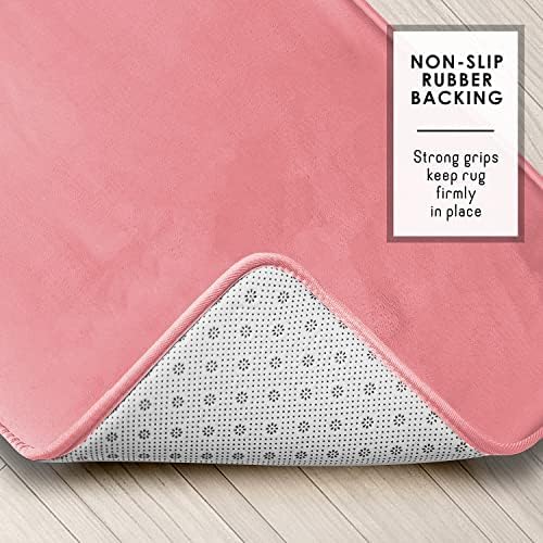 Clara Clark Bathroom Rugs, Velvet Memory Foam Bath Mat, Non-Slip, Machine Washable Bath Rugs - Dries Quickly, Ultra Soft Plush Bath Mats for Bathroom, 20 x 24, Coral Pink - Image 5