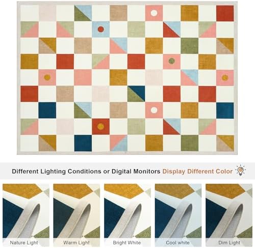 Terrug Multicolored Geometric Checkered Rug for Living Room, 5x7 Area Rugs - Image 5
