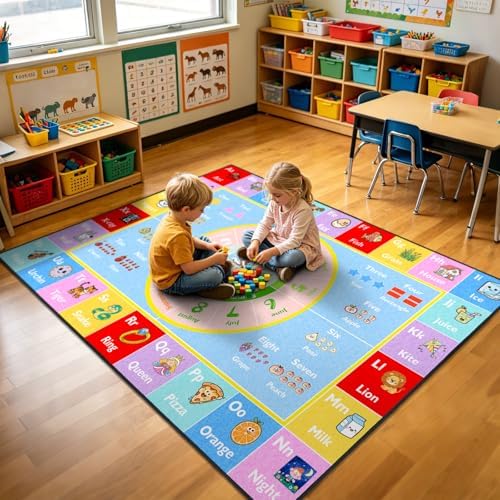 ABC Kids Rug for Playroom, 3x5 ft Alphabet Small Classroom Rug by GRAMBET