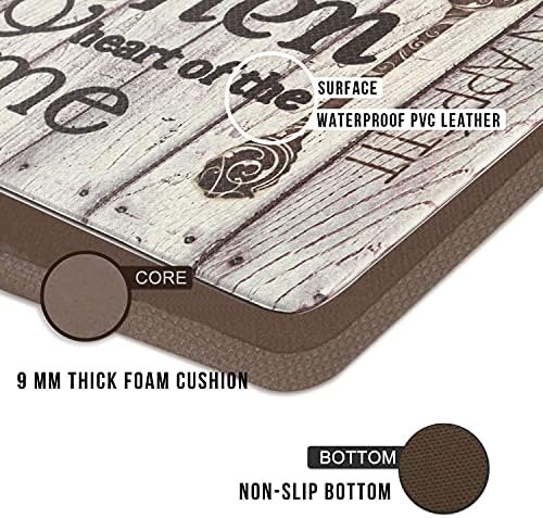 FRESHMINT Farmhouse Kitchen Mats Sets 2 Piece Cushioned Anti-Fatigue Comfort Mat for Home & Office Ergonomically Engineered Memory Foam Kitchen Rug Waterproof Non-Skid, 30" by 17" + 47" by 17",Home - Image 3