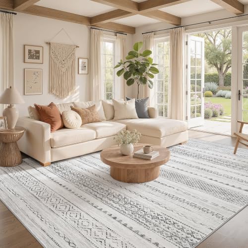 Nakagishi Boho 7x9 Area Rug Living Room Rugs Machine Washable Gray - Image 2