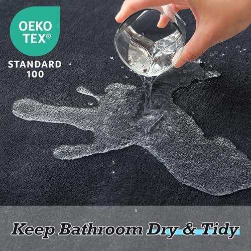 HUXMEYSON Bathroom Rugs Sets 2 Piece, Non-Slip & Quick Dry Bath Mat Set, Ultra Soft Velvet Bath Rugs for Bathroom, Toilet and Shower Floor, Dark Grey - Image 5