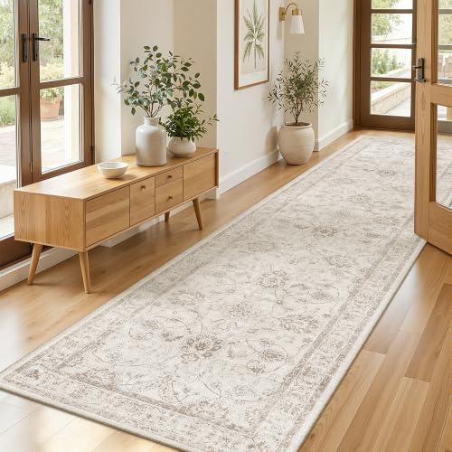 Madane Runner Rug 3x12 for Hallway, Kitchen Non-Slip Runner Rug Brown/Ivory - Image 3
