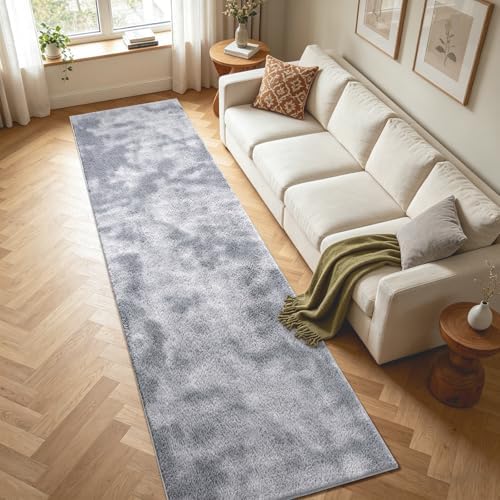 2x10 Tie-dye Light Grey Runner Rug Washable Non-Slip for Kitchen Hallway - Image 3